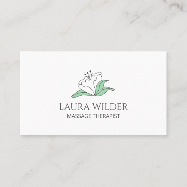 Carte De Visite Thérapie de Massage Fleur Blanche (Devant)
