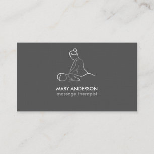 Carte De Visite Thérapie de Massage Gris Argenté Blanc Masseuse Sp
