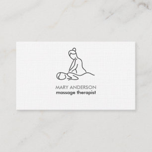 Carte De Visite Thérapie de Massage Gris Blanc Noir Masseuse Spa