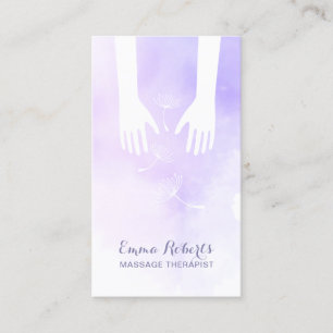 Carte De Visite Thérapie de massage Healing Hands Purple Aquarell