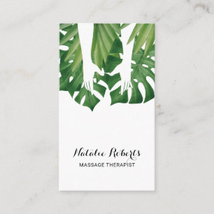 Carte De Visite Thérapie de massage Healing Hands Tropical Feuill