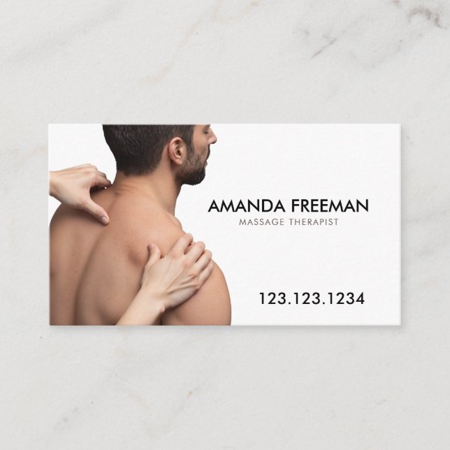 Carte De Visite Thérapie de massage minimaliste Brown et blanche (Devant)
