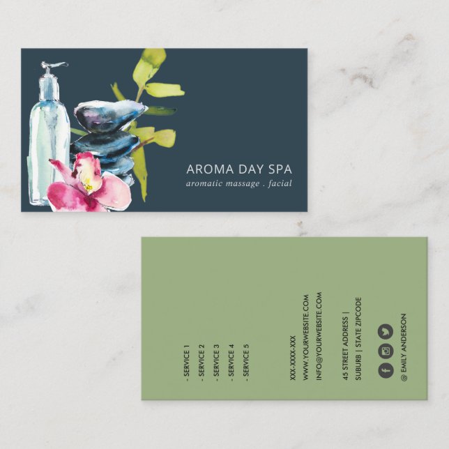 CARTE DE VISITE THÉRAPIE DE MASSAGE SPA DE LA MARINE DE PIERRE D'O (Devant / Derrière)