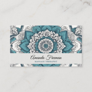 Carte De Visite Thérapie de massage Turquoise et gris superbe