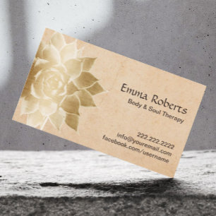Carte De Visite Thérapie de massage vintage Gold Lotus