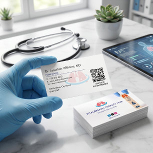 Carte De Visite Thérapie de pneumologie Entreprise Simple Blanc