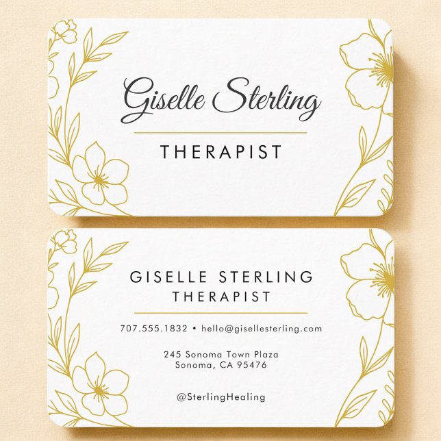 Carte De Visite Therapist Floral Professional (Créateur téléchargé)