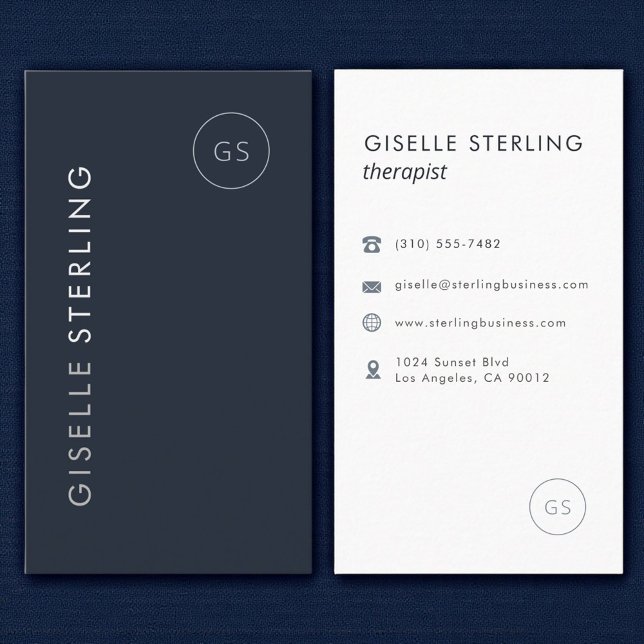 Carte De Visite Therapist Luxury Navy Blue Elegant Modern (Créateur téléchargé)