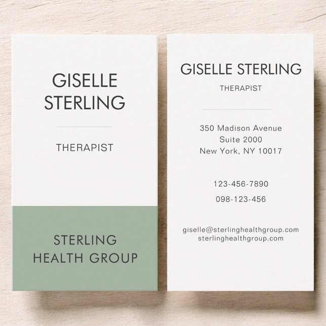 Carte De Visite Therapist Mental Health Sage Green (Créateur téléchargé)