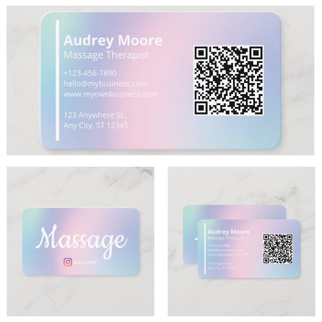 Carte De Visite Thérapistes de massage holistique Reiki Réflexolog (Holistic Massage Therapists Reiki Reflexology QR Business Card
)