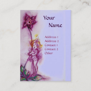 CARTE DE VISITE THUMBELINA AVEC MONOGRAMME DE FLEURS PURPLES BLEUS