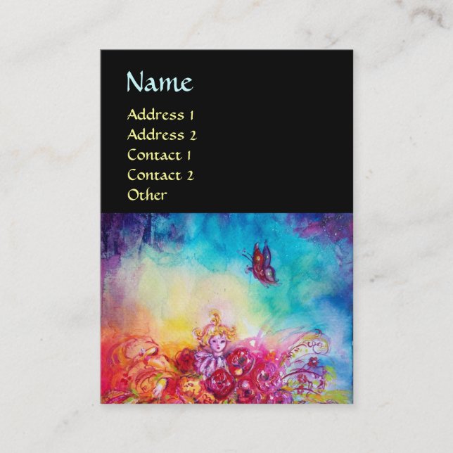 CARTE DE VISITE THUMBELINA, PANIER À FLEURS ET BOUTEILLE (Devant)