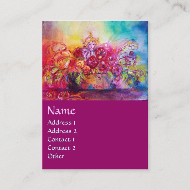 CARTE DE VISITE THUMBELINA, PANIER À FLEURS ET BOUTEILLE (Devant)