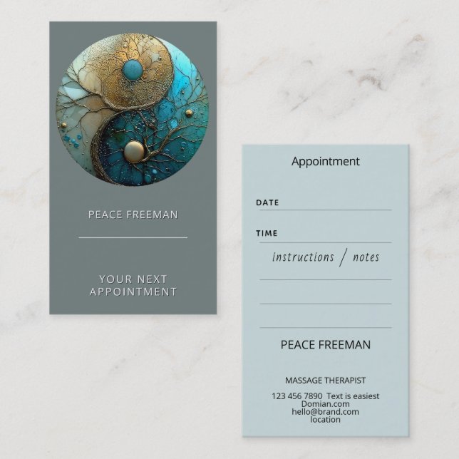 Carte De Visite Tides of Balance | Yin Yang Design (Devant / Derrière)