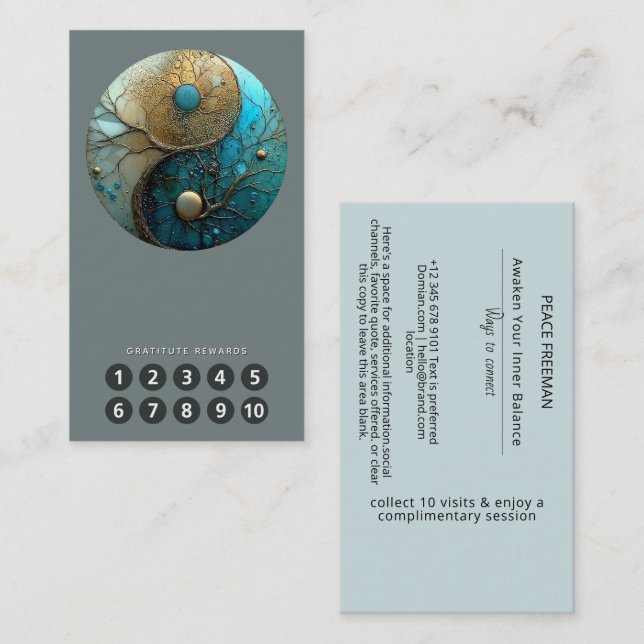 Carte De Visite Tides of Balance | Yin Yang Design (Devant / Derrière)