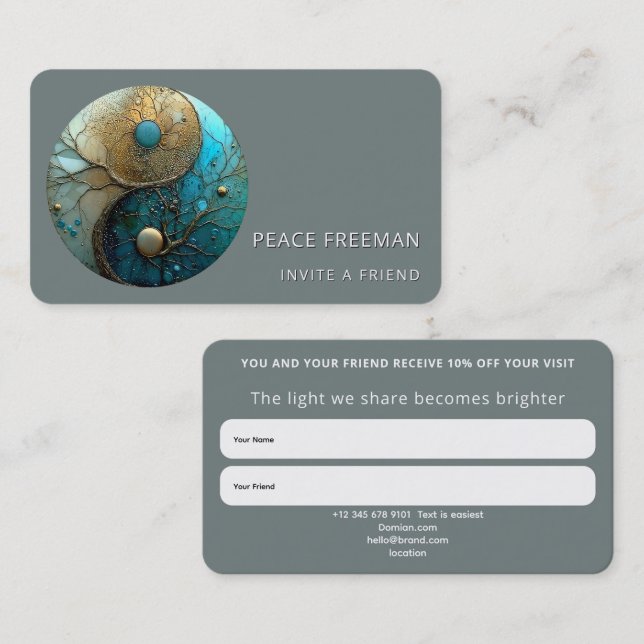 Carte De Visite Tides of Balance | Yin Yang Design (Devant / Derrière)