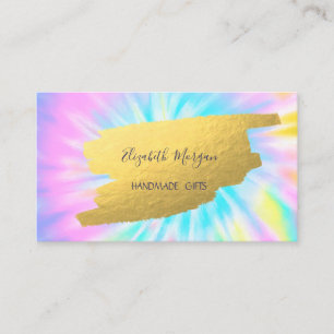Carte De Visite Tie-Dye Élégant aux Traits de Pinceau avec Feuille