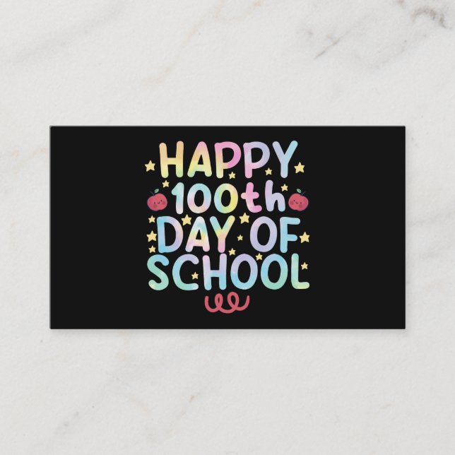 Carte De Visite Tie Dye Happy 100e jour d'école Enseignant Élève  (Devant)