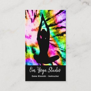 Carte De Visite Tie Dye Rainbow Yoga Studio ou Instructeur Modern 