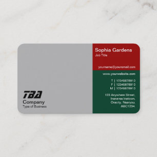 Carte De Visite Tiers - gris, ruby rouge et Dk vert