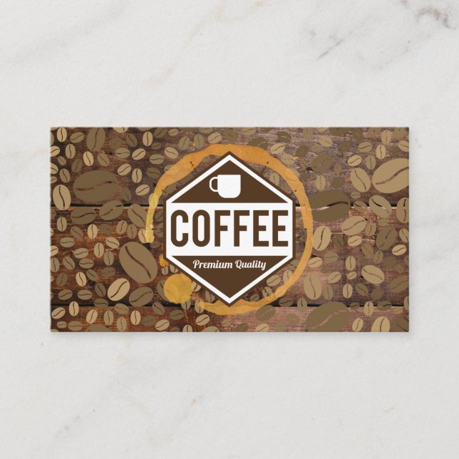 Carte De Visite Tige de café | Café Shop Barista Wood Trim (Devant)