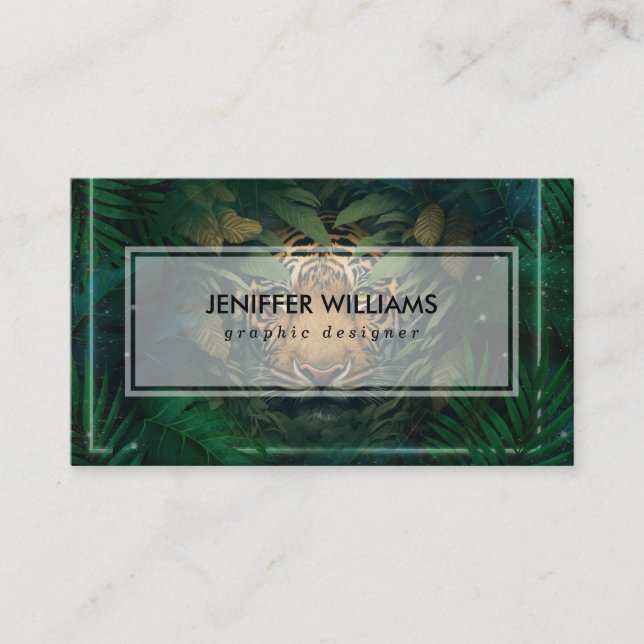 Carte De Visite Tiger hiding in Foliage               (Devant)