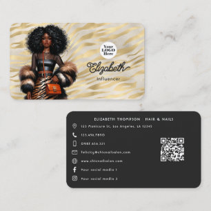 Carte De Visite Tigre Gras Imprimer Black Woman Boss Branding