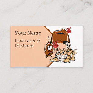 Carte De Visite Tigre Kawaii, Bakezori Yokai & Purin Pudding