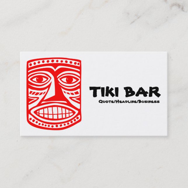 Carte De Visite Tiki Bar - Rouge, noir et blanc (Devant)