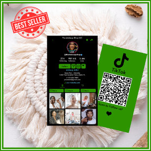 Carte De Visite TikTok Custom Green QR Code Social Media