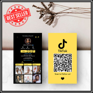 Carte De Visite TikTok Jaune QR de médias sociaux