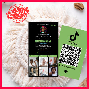 Carte de visite TikTok QR Code Média Social Vert A