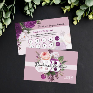 Carte De Visite Timbre de fidélité Dusty Mauve Vintage Floral Serv