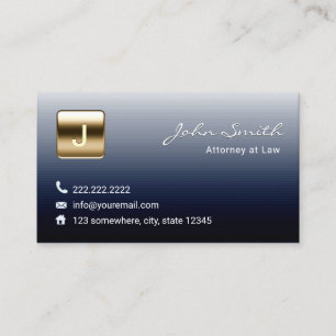 Carte De Visite Timbre de monogramme d'or de bleu royal de