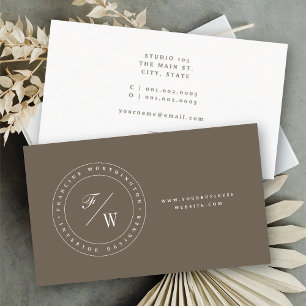 Carte De Visite Timbre minimaliste à double monogramme circulaire 