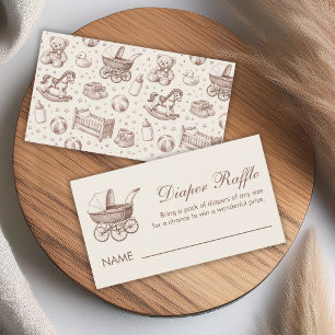 Carte De Visite Tirage au sort de couches Baby Shower Calligraphie