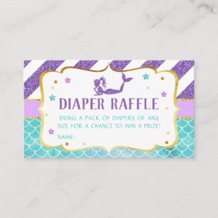 Carte De Visite Tirage au sort de couches pour Baby Shower Sirène