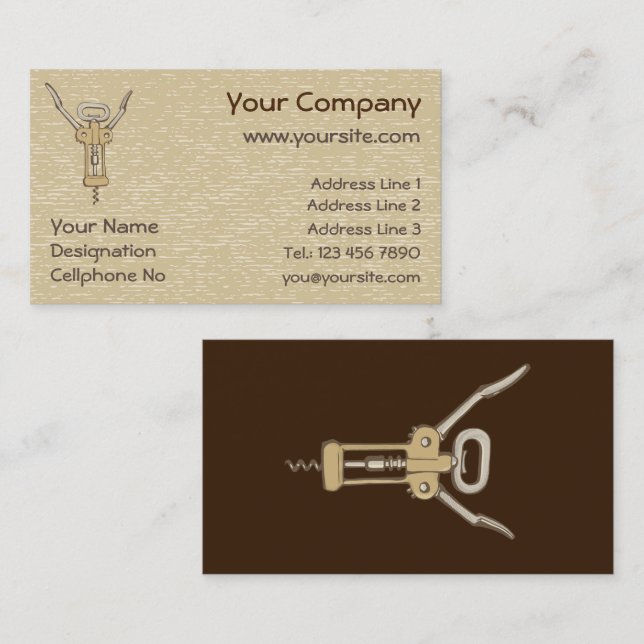 Carte De Visite Tire-bouchon (Devant / Derrière)