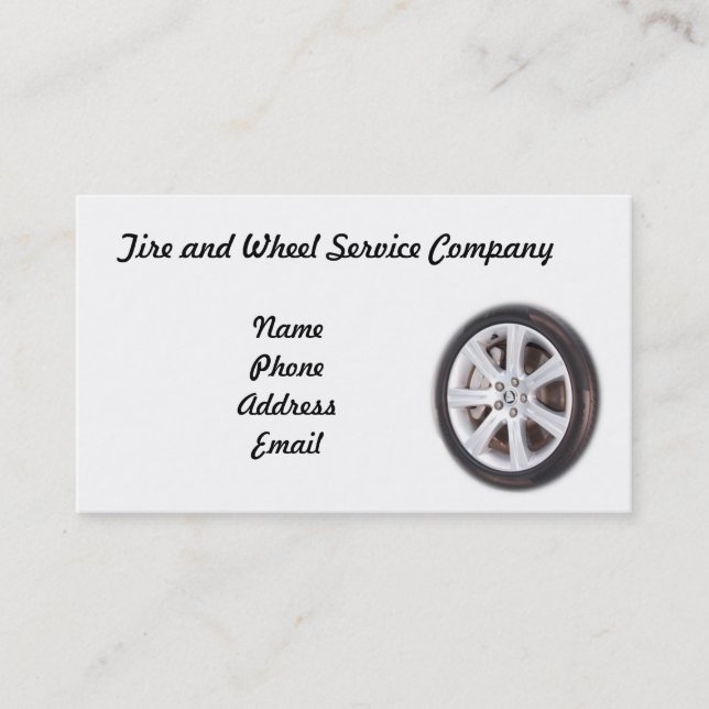 Carte De Visite Tire et Wheel Service Company (Devant)