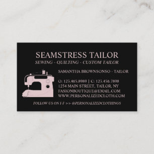 Carte De Visite Tissu de couture dos noir rose vierge Tailleur