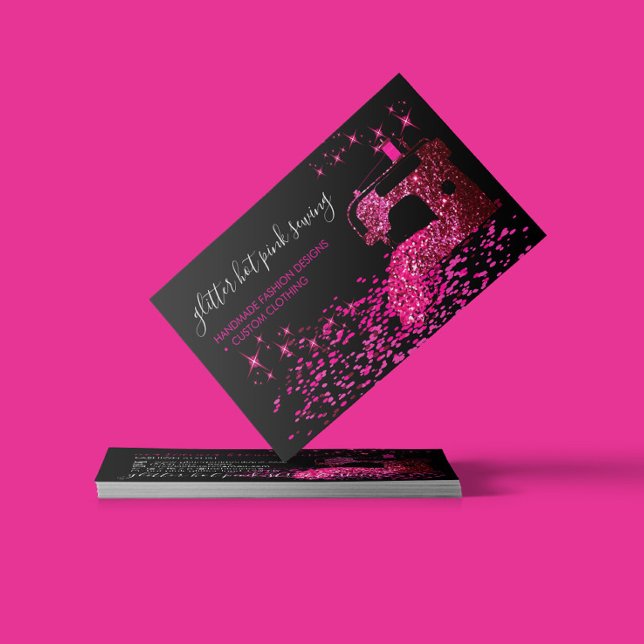 Carte De Visite Tissu Machine Rose Chaud Tissu de Tailleur Couture (Créateur téléchargé)