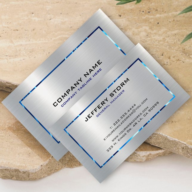 Carte De Visite Tissu métallique gris argenté en acier inoxydable (Créateur téléchargé)