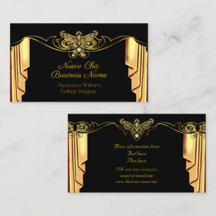 Carte De Visite Tissus élégants de mode or noir Diamants 