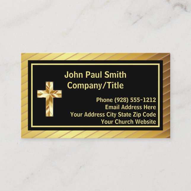 Carte De Visite Titre De L'Entreprise Classy Gold Cross Et Black (Devant)
