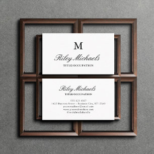 Carte De Visite Titre de monogramme élégant noir simple