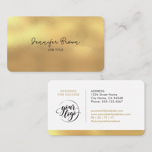 Carte De Visite Titre de poste professionnel Chic Logo Simple Méta (Devant / Derrière)