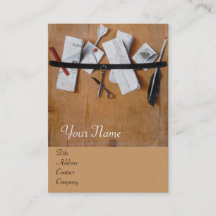 Carte De Visite TITULAIRE DE LETTRE EN BOIS MONOGRAM blanc brun