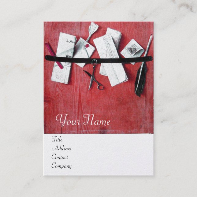 Carte De Visite TITULAIRE DE LETTRE EN BOIS MONOGRAM or rouge méta (Devant)