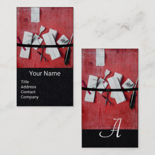 Carte De Visite TITULAIRE DE LETTRE EN BOIS MONOGRAM Rouge Papier