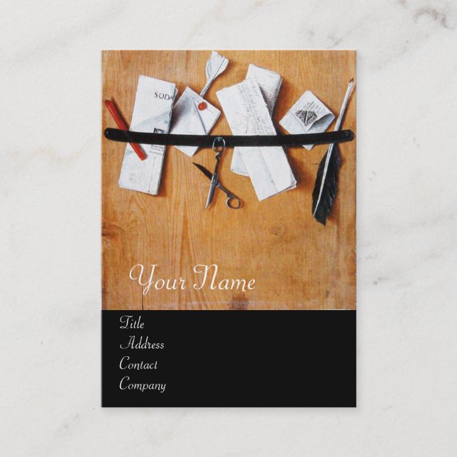 CARTE DE VISITE TITULAIRE DE LETTRE EN MONOGRAM DE BOIS, BLANC (Devant)